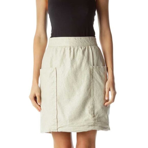 Cartonnier Dresses & Skirts - Cartonnier Beige Linen Pocketed Mini Skirt